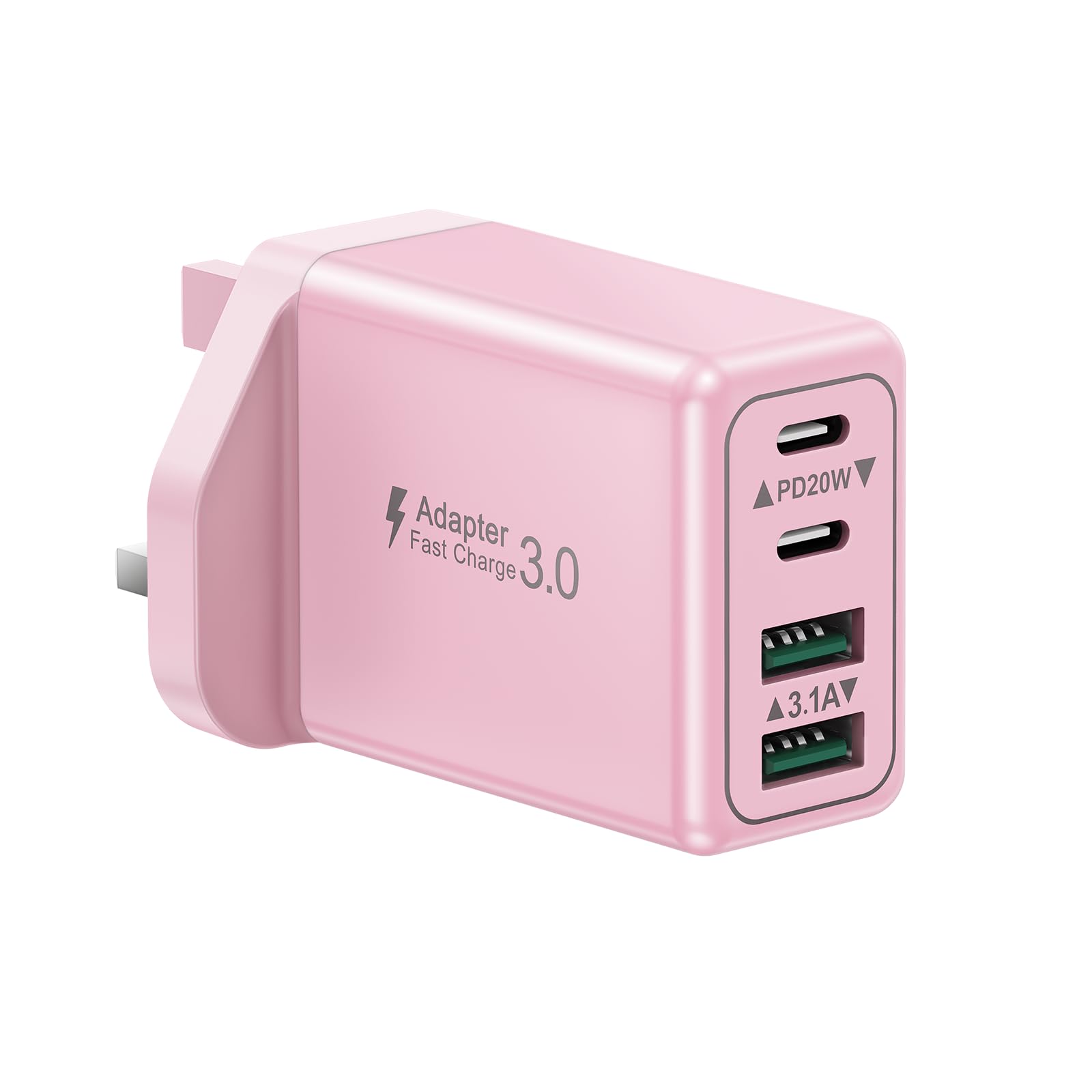 USBC Plug UK, 40W 4 Port USB Plug Fast Charger Dual USB-C Power Adapter+ QC USB Wall Plug, Multi Mains Charger Plug, Type C Charging Plug for iPhone 17 16 15 14 13 12 11 Pro Max Plus XS, Samsung — view 13