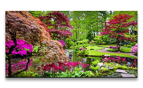 Paul Sinus Tableau mural 120 x 60 cm – Magique jardin japonais, image naturelle, plantes, calme, zen, oasis verte