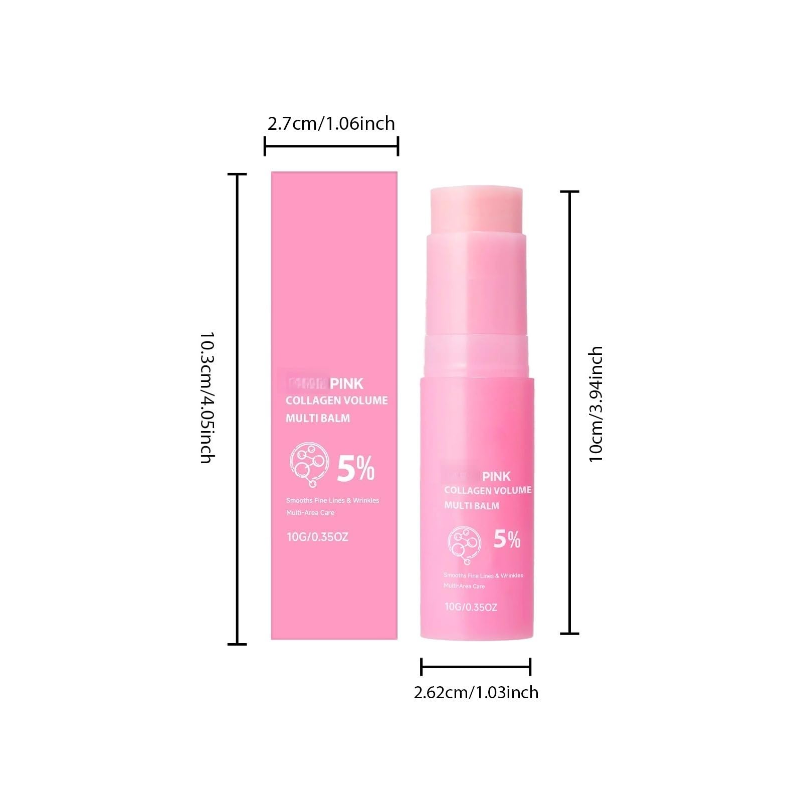 Pink Collagen Volume Multi Balm Stick, Idratante Viso Stick Makeup Base & Primer, Balsamo rimbalzante, Siero Anti Rughe, Wrinkle Power Filling Effetto Immediato, Idratante Al Collagene, Idratante No