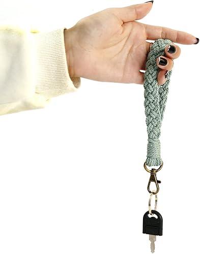 Miniatura 2 de XGALBLA Llavero de macramé suave, estilo bohemio, hecho a mano, pulsera, llavero de estilo campestre, soporte hecho a mano para mujer