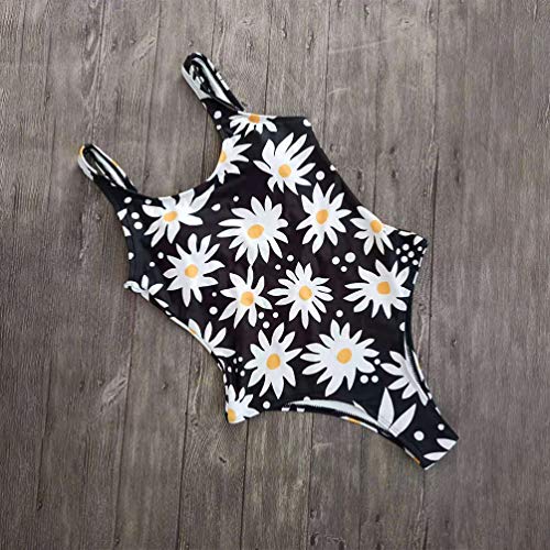 Maiô feminino floral de uma peça com controle de barriga e decote em U, costas nuas e cintura alta W