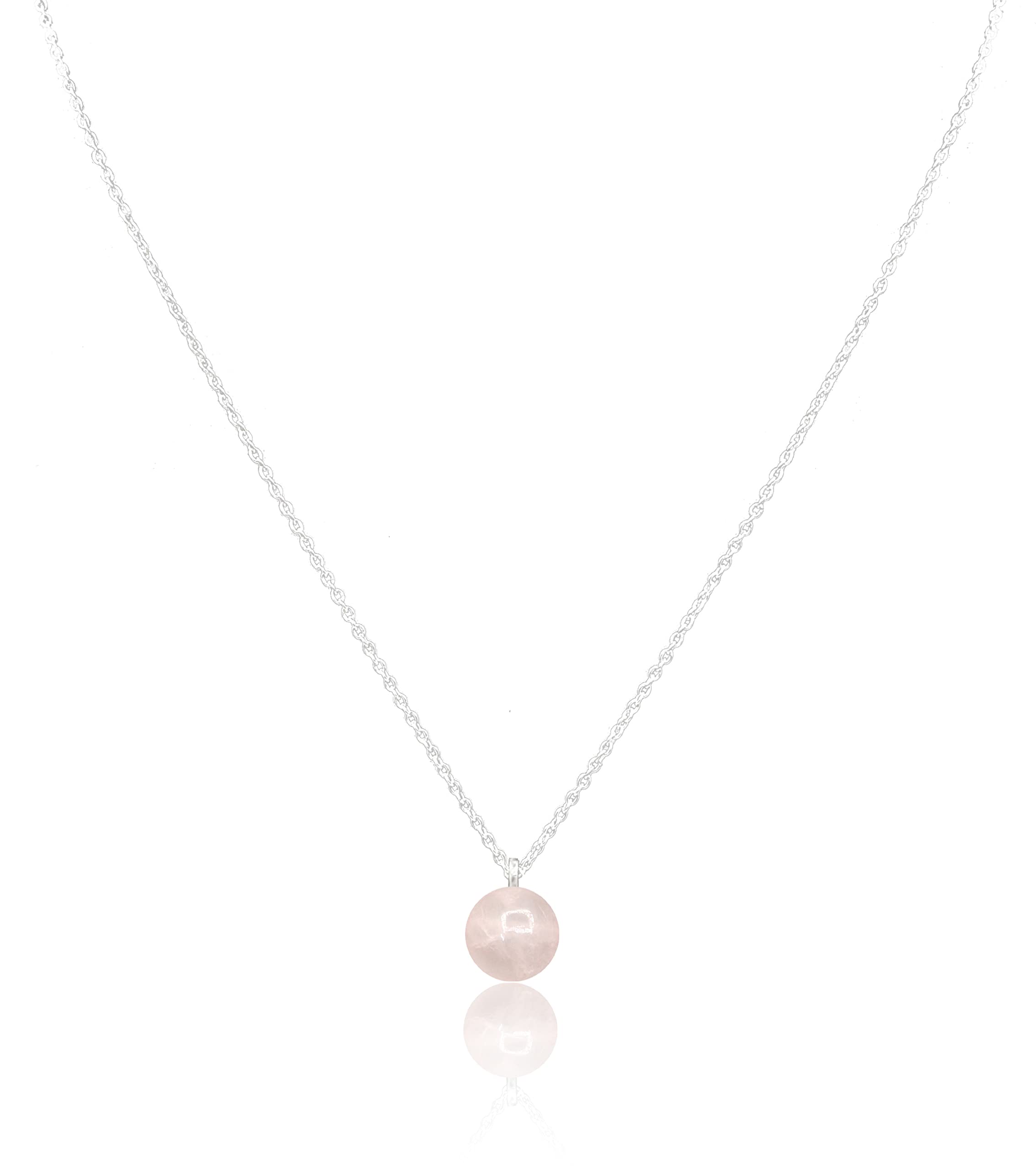 Arts on Way Silver Chain with Round Natural Rose Quartz Stone Pendant Necklace for Women/Girls (B0B65XLXC1) Amazon Price History, Amazon Price Tracker