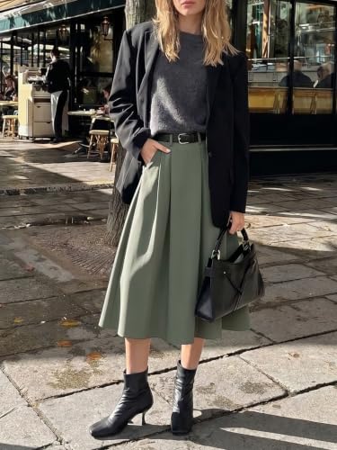 Image of Casly Lamiit A-Line Midi Skirts for Women Business Skirt
