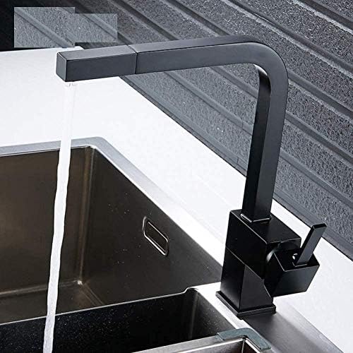 Robinet carré chromé et noir avec mitigeur extractible pivotant