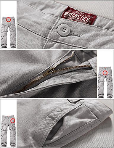 Image of Match Men's Wild Retro Multi-Pockets Utility Casual Cotton Cargo Trousers #3357