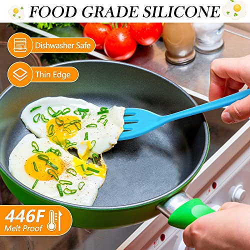 Romooa 5 Pack Small Silicone Turner High Heat Resistant Slotted Spatula Silicone Spatula Turner Slotted Fish Turner Set Flipper Mini Serving Spatula For Cooking thumb #3