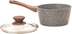 Mimo Style Panela Cook 16cm/1,3L - Estrutura em Alumínio, Revestimento Cerâmico. Alças e Cabos Soft-Touch. Fogão a Gás, Elétrico, Vitrocerâmico (Grafito - Cinza)
