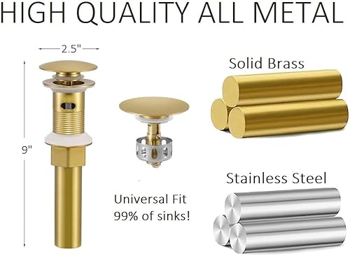 Miniatura 3 de 5th Ave - Desagüe desplegable para lavabo de baño con cesta colador, atrapa el cabello, antiobstrucciones, tapón de drenaje fácil de desplegar con