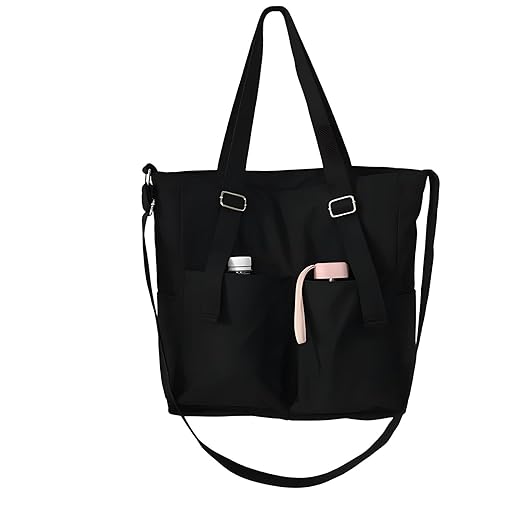 Bolsa Transversal Feminina Grande de Ombro em Tecido de Lona Casual Estilo Carteiro, Bolsa de Lado Feminina para Trabalho, Passeios e Uso Diário