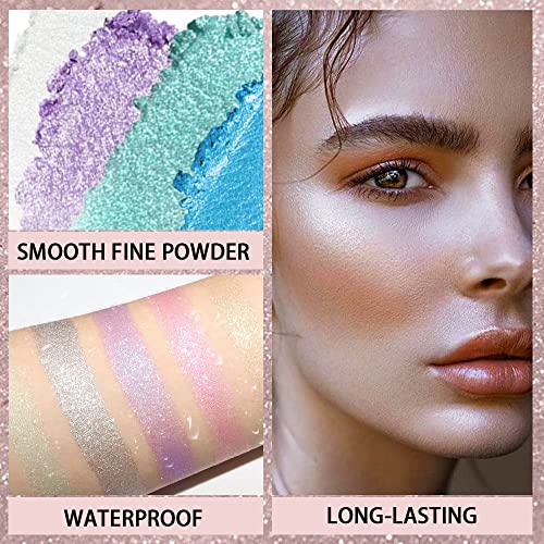 Evpct 8 Color Face Cheek Highlighter Makeup Palette Shimmer Glitter Iridescent Multichrome Holographic Eyeshadow Palette Purple Rainbow Glitter Highlighter Makeup Highlight And Contour Palette Eye Makeup thumb #5