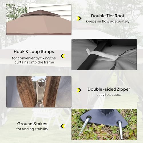 Outsunny 3.6 x 3.6 m Pop up Gazebo with Netting and Wheeled Carry Bag, UPF50+ Height Adjustable Party Tent Instant Canopy Sun Shade Shelter, Khaki - Image 6