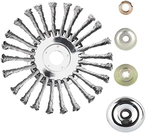 vidica 8 Inch Steel Wire Rotary Brush Cutter Trimmer Head with Universal Adapter Kit Weed Eater Blade Cutter Compatible with Stihl, Husqvarna etc