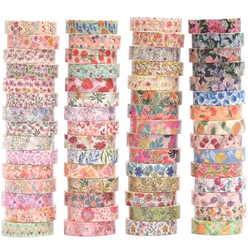 YUBX Flowers Washi Tape Set 60 Rolls Floral...