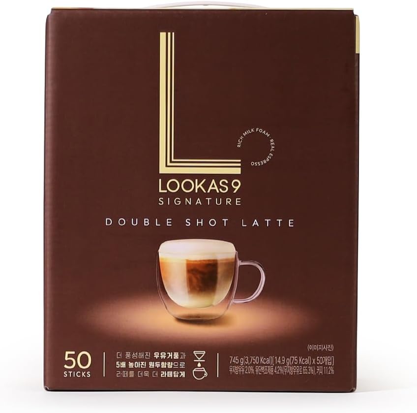 Lookas 9 Double Shot Latte Instant Coffee 14.9g (Pack of 50)