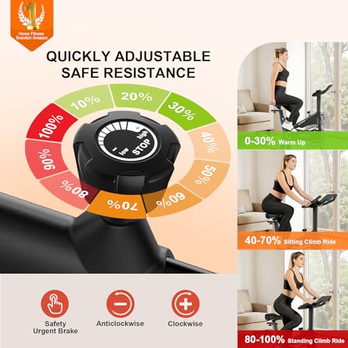 Image of Exercise Bikes for Home,Spin Bike with Adjustable Magnetic,Brake Pad Resistance Silent Belt Drive,350lbs /300lbs Weight Capacity &Upgraded Version Seat for Home Cardio&Weight Loss(QM-530W)