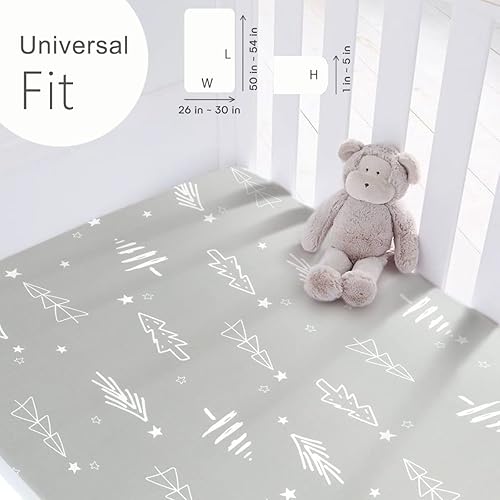 Miniatura 9 de GRSSDER Juego de 2 sábanas ajustables elásticas ultra suaves para cuna, acogedora sábana para cuna que se adapta a todas las almohadillas estándar