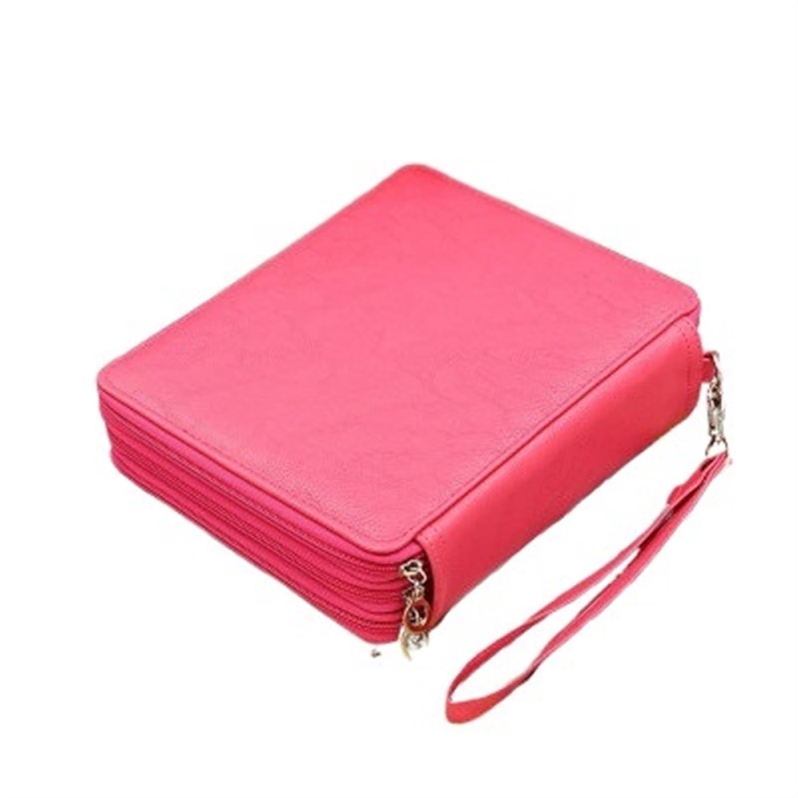 Astuccio Grande Astuccio colorato da 120 slot Borsa di grande capacità | Portatile con cerniera in pelle PU con tracolla(Rose red)