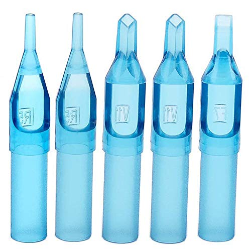 Disposable Tattoo Tips, Youzone 100pcs Assorted Tattoo Tips Tubes for 3RL 5RL 3RS 5RS 7RL 7RS 9RL 9RS 5MG 7MG 9MG Tattoo Needles Round Diamond Flat/Magnum Sterileze Tips Grips Tattoo Supplies Kits