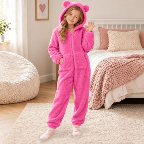 Girls Zip Up Hooded Romper Fleece Long Sleeve With Ears Jumpsuit Soft Warm | Girls Zip Up Hooded Romper With Pockets，2026 Winter Outfits，Fleece Long Sleeve With Ears，Jumpsuit Soft Warm，Cute，Trendy - image 2
