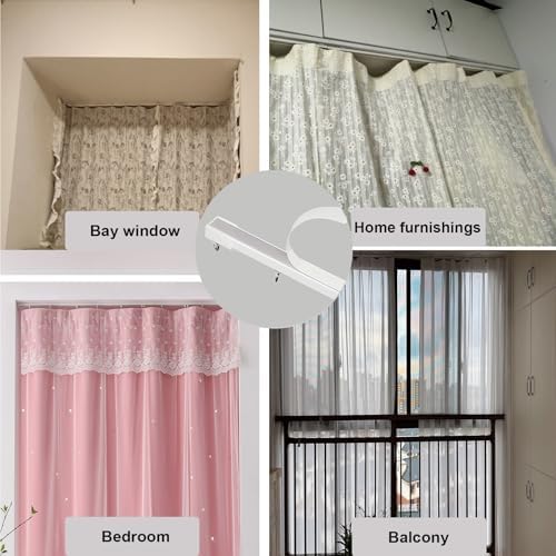 Self-Adhesive Ceiling Mount Track Kit for Smooth Sliding Curtain Rod - No Drill, No Tools Needed, Perfect for Windows, Cabinets, Bathrooms - 40cm/1.31ft