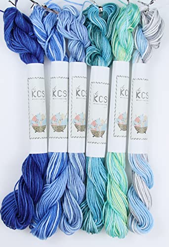 Image of KCS Big skeins of 25 Meters Size 25 Color Variegated Cross Stitch Stranded Threads,6 skeins,19