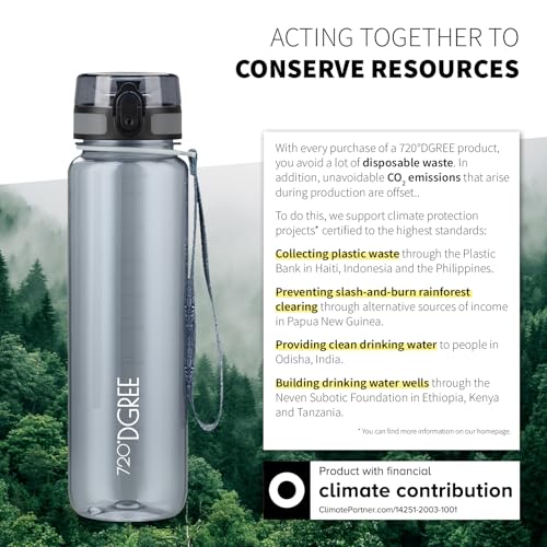 Image of 720DGREE inchuberBottle inch CrystalClear Water Bottle 650 ml + Strainer - BPA-Free - Leak-Proof Water Bottle for Children, School, University, Sports, Gym, Fitness - Sports Bottle Made of Tritan
