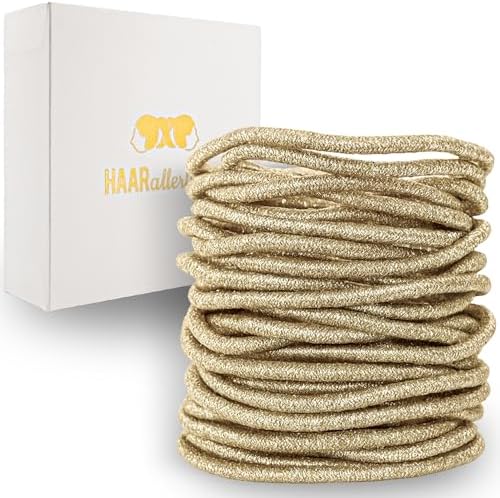 HAARallerliebst® 30 Gomas Finas Doradas Para el Pelo, 1,5 mm de G...