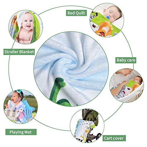 WERNNSAI Jungle Safari Milestone Deken - 150 × 100 cm Fleece Kwekerij Bed Deken Gedrukt Giraffe Aap Olifant Pasgeboren Baby Deken Fotografie Achtergrond Props - Afbeelding 8