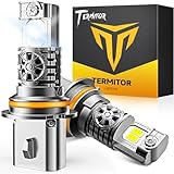 Termitor Upgraded 9007/HB5 Bulbs, Ultra Bright High/Low Beam, 6500K Cool White IP68 Waterproof, 9007 Fog Light 1:1 Mini Halogen Size with Cooling Fan, 70000+ Hours Lifespan, Plug and Play, Pack of 2