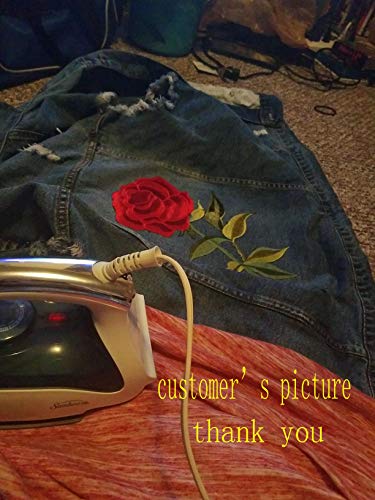 Megrocle 2 Pcs Rose Flower Embroidered Iron On Patches, Diy Motif Fabric Applique Decoration Patch Sew On Patches For Jackets Jeans Backpacks Clothing, Girls Tattoo Biker Punk Sequins Badge #TOP5