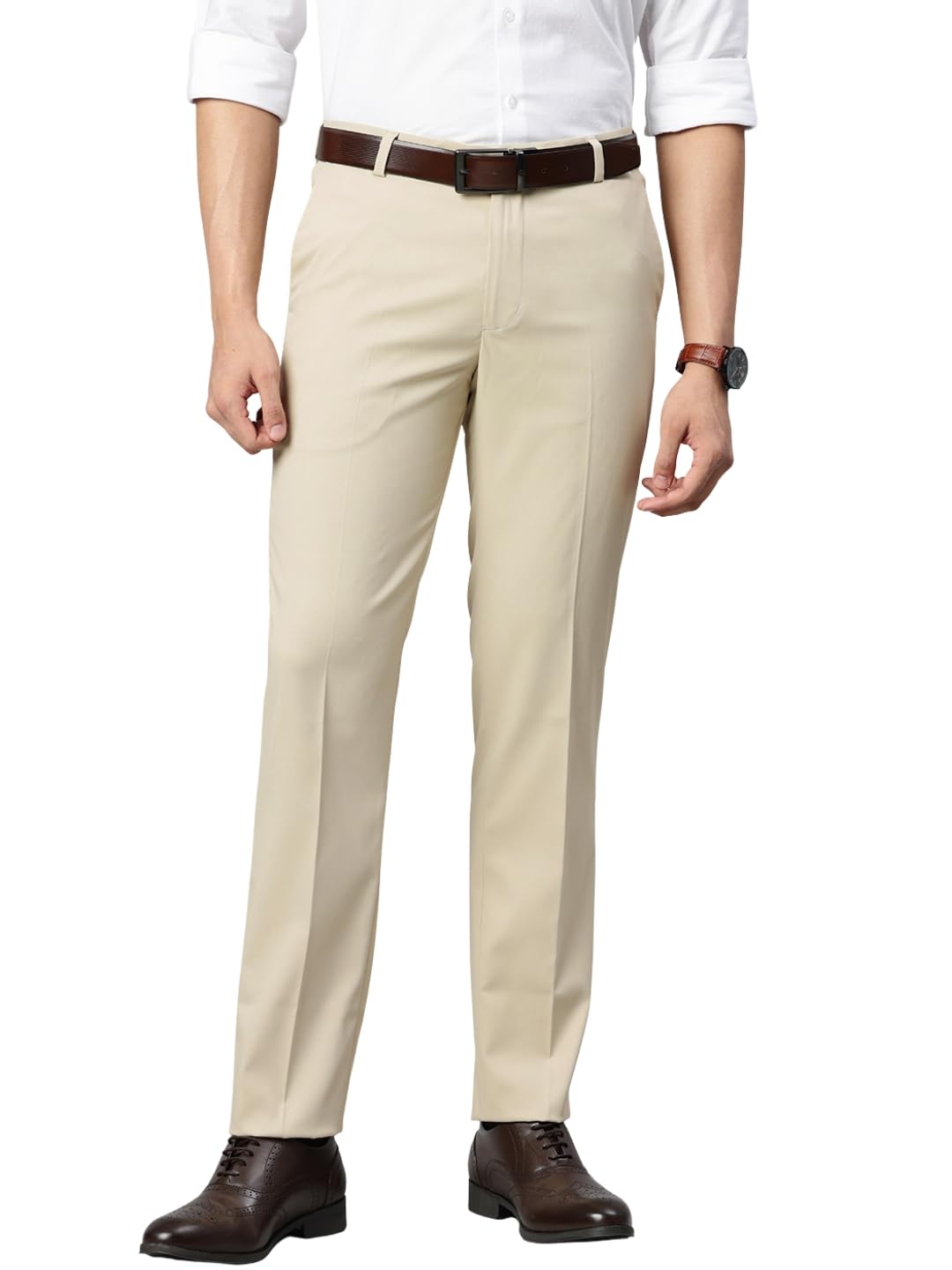 majestic man Men’s Slim Fit Solid Formal Trousers | Button and Zip | Side, Back Pockets | Italian Design | Office Wear/Executive Wear/Corporate Events/Business Meetings/Suit Pants-picture-49