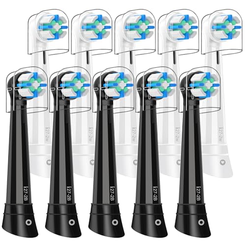 Recambio Cepillos Compatible con Oral B IO 2/3/4/5/6/7/8/9/10, Recambios Compatible con Oral B IO Cepillos Eléctrico, Cuida tus Dientes y Encías (10 Negro/Blanco)
