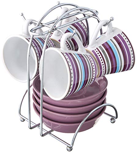 Imusa USA A120-22203 Purple Stripe Espresso with Rack Set 8-Piece