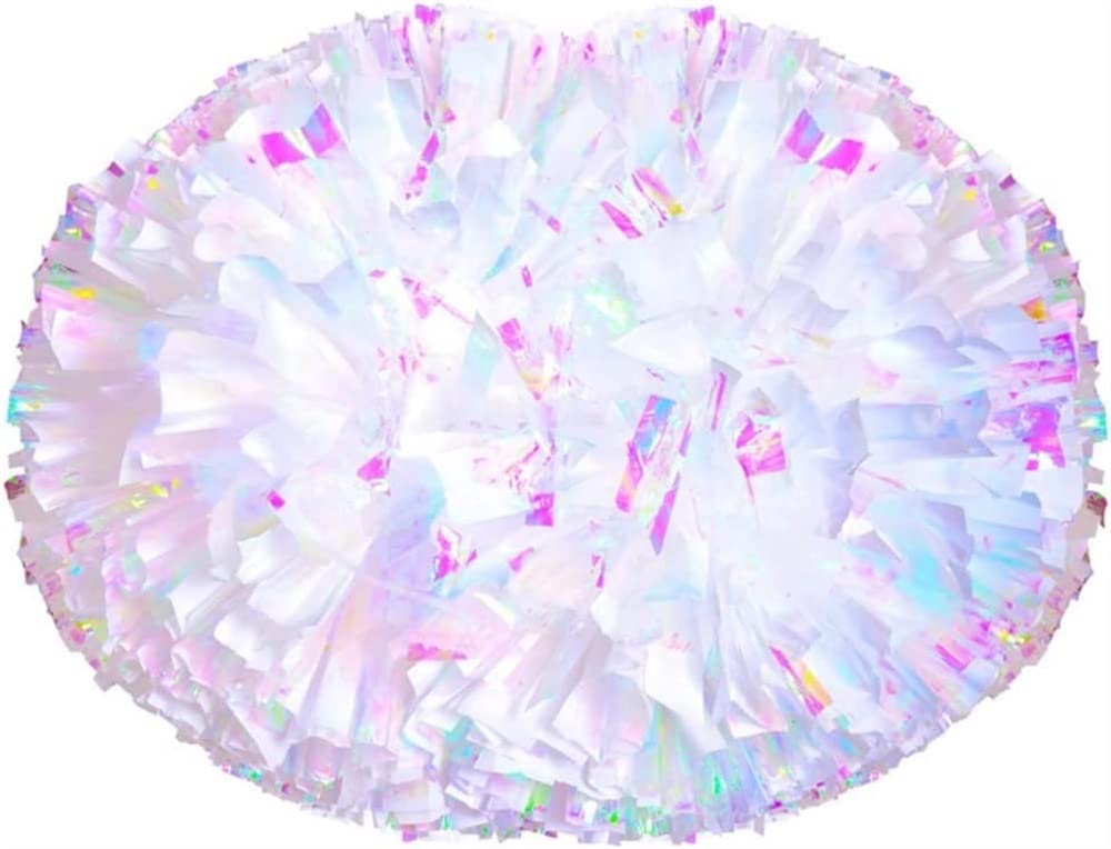 Cheerleading Pom Poms Pack of 2, Rainbow Cheer Poms with Plastic Handle/Ring Cheering Squad Pompoms Cheerleader Pom Poms for Cheering Team Sports Games Dance Outfit Kids Adults(Color:Rainbow with Hand