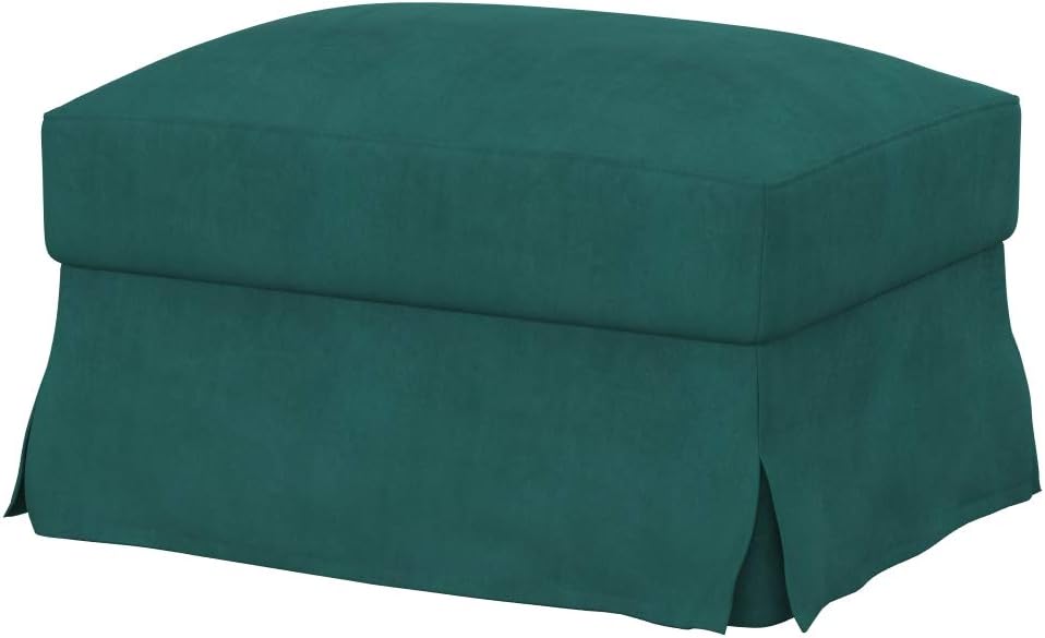 Soferia Replacement Compatible Cover for Farlov Footstool, Fabric Majestic Velvet Aquamarine