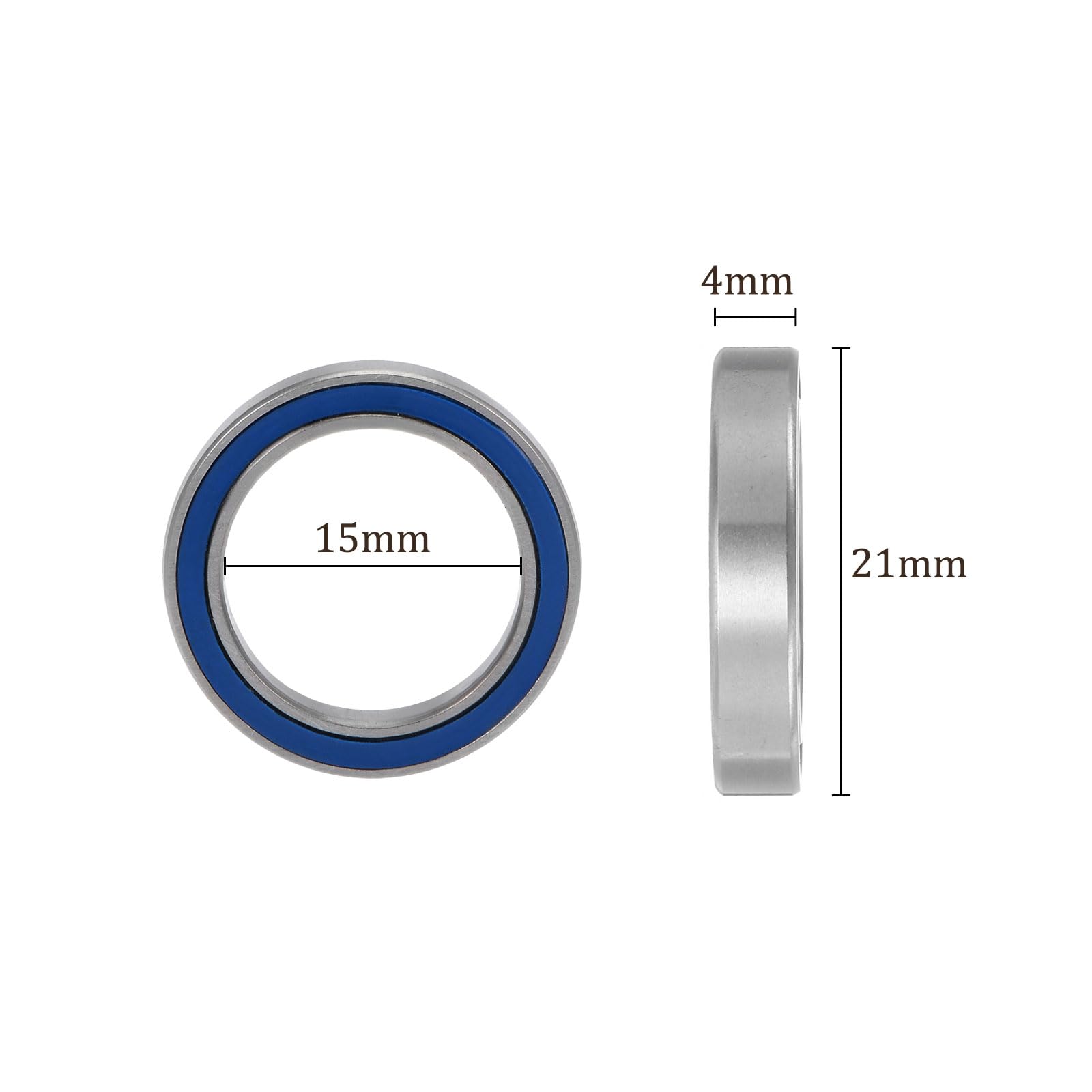 2 łożyska kulkowe zwykłe 6702-2RS - [15 mm x 21 mm x 4 mm] łożyska ze stali chromowanej do deskorolek, łyżworolek, skuterów i longboardów