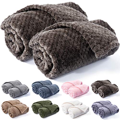 Image of Warm Soft Fuzzy Dog or Cat Blanket, Plush Fleece Throws for Bed, Couch, Sofa, Travel (S /24 inch x 32 inch, Dark Grey)