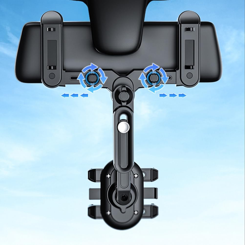 ibasenice Supporto Telefono Auto Specchietto Retrovisore Rotazione 360 Gradi Abs Nero per Smartphone Stabile