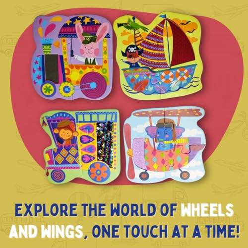 PepPlay My First Touch and Feel Puzzle – Colourful Vehicle, Three Piece Puzzle Learning for Toddlers, Educational Toy for Pre-School and Montessori Kids, Birthday and Return Gift for 1-4 Years Old