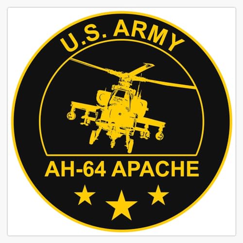 LAD Studio AH-64 Apache Gunship Attack Helicopter US Army Sticker Bumper Sticker Vinyl Decal 5''
