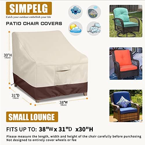 Simpelg Outdoor Chair Covers, Patio Furniture Covers Waterproof, 600D Heavy Duty Oxford Cloth Chair Covers For Outdoor Furniture, Lounge Deep Seat Cover/Lawn Outdoor Covers (2 Pack-Beige/Brown-Small) #TOP1