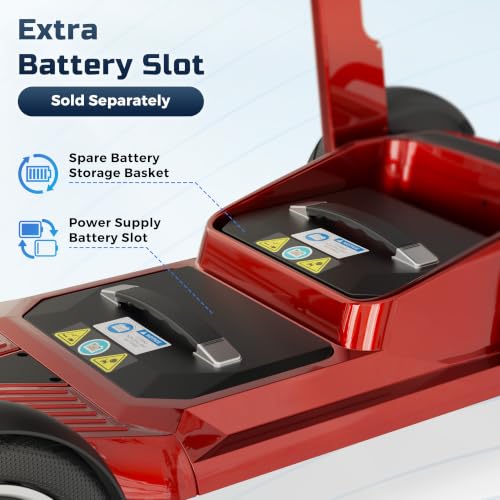 Image of Lightweight Mobility Scooter for Seniors & Adults - Airline & Cruise Approved, 45lb Portable Motorized Scooters with Removable Battery for 12.4 Miles Range, Pneumatic Tires, 330lb Capacity, Red