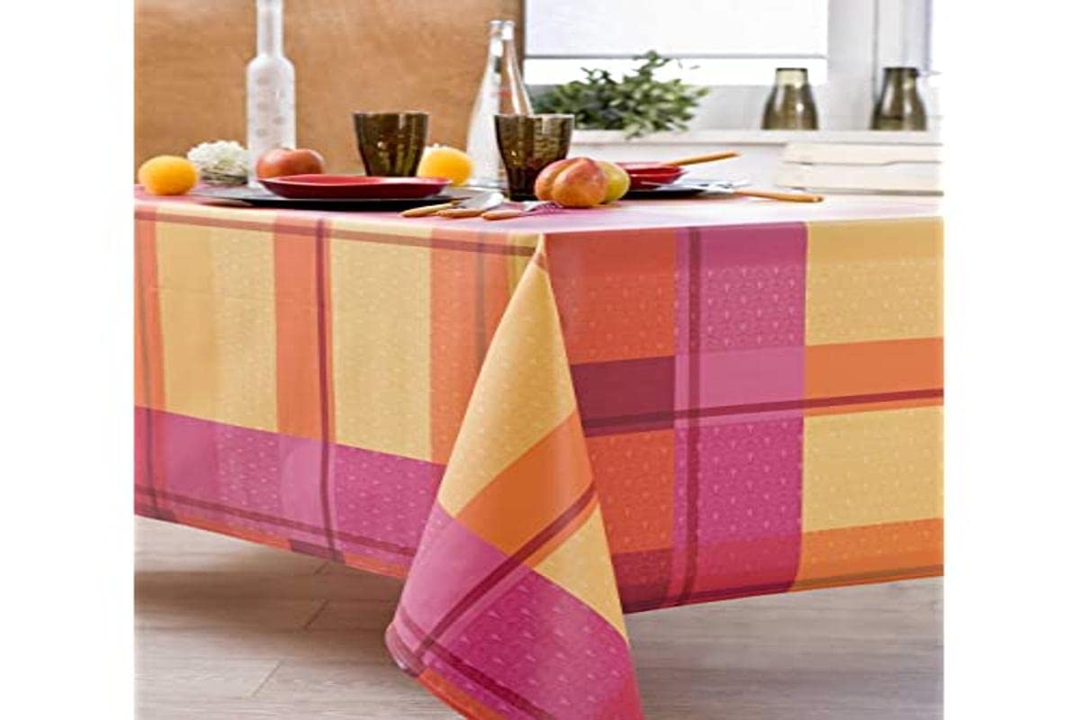 Nydel Tovaglia Indila Anti Macchia Rivestimento PVC, Lampone, Carrée 160 x 160 cm