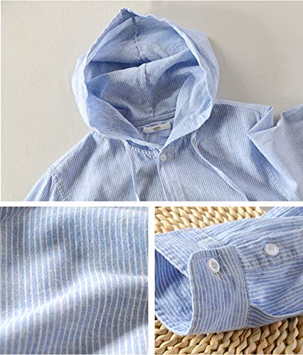 Itemnew Men's Linen Striped Button Down Loose Fit Long Sleeve Over-Shirt Jacket2
