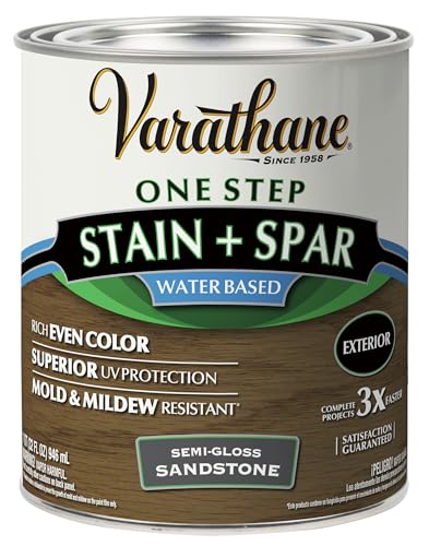 Varathane Semi-Gloss Water-Based Exterior Spar Urethane, Quart, Sandstone