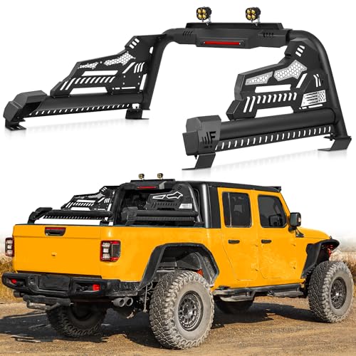 Image of MONOKING Adjustable Mid-Size Truck Bed Roll Bar with 3rd Brake Light & Pod Light Mounts, Tonneau Cover Compatible Sport Bar for 2007-2026 Gladiator, Tacoma, Ranger, Colorado, Canyon & Frontier