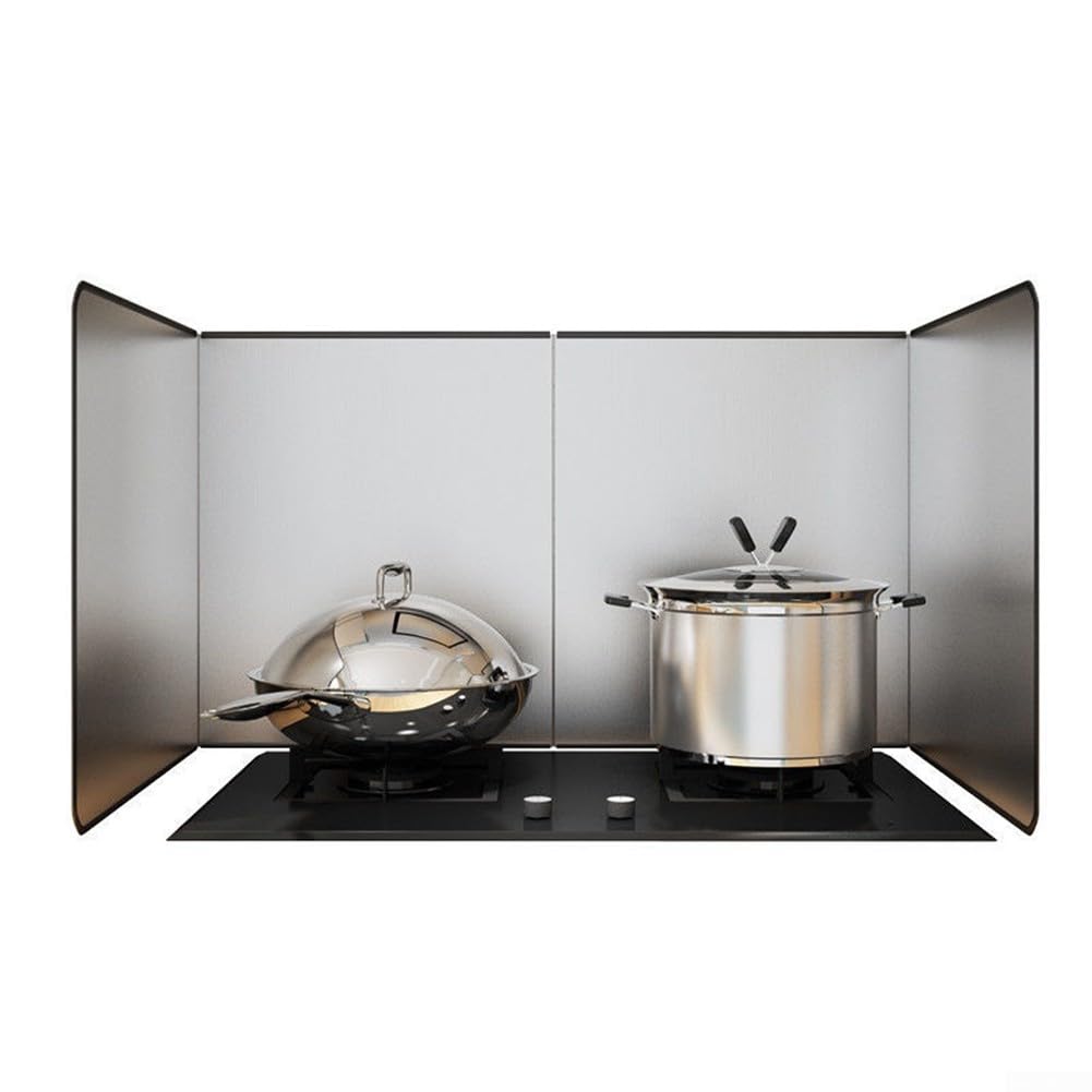 Stove Splatter Guard, Kitchen Foldable Design Grease Splatter Guard Backsplash for Stove Screen Protector(B)