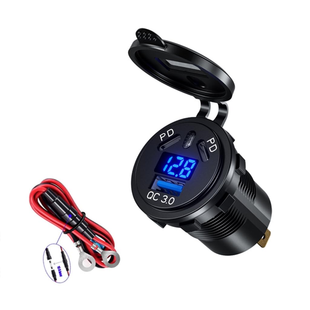 Carregador de carro USB C 45W Tipo C e 18W QC3.0 Tomada de carregador de carro com