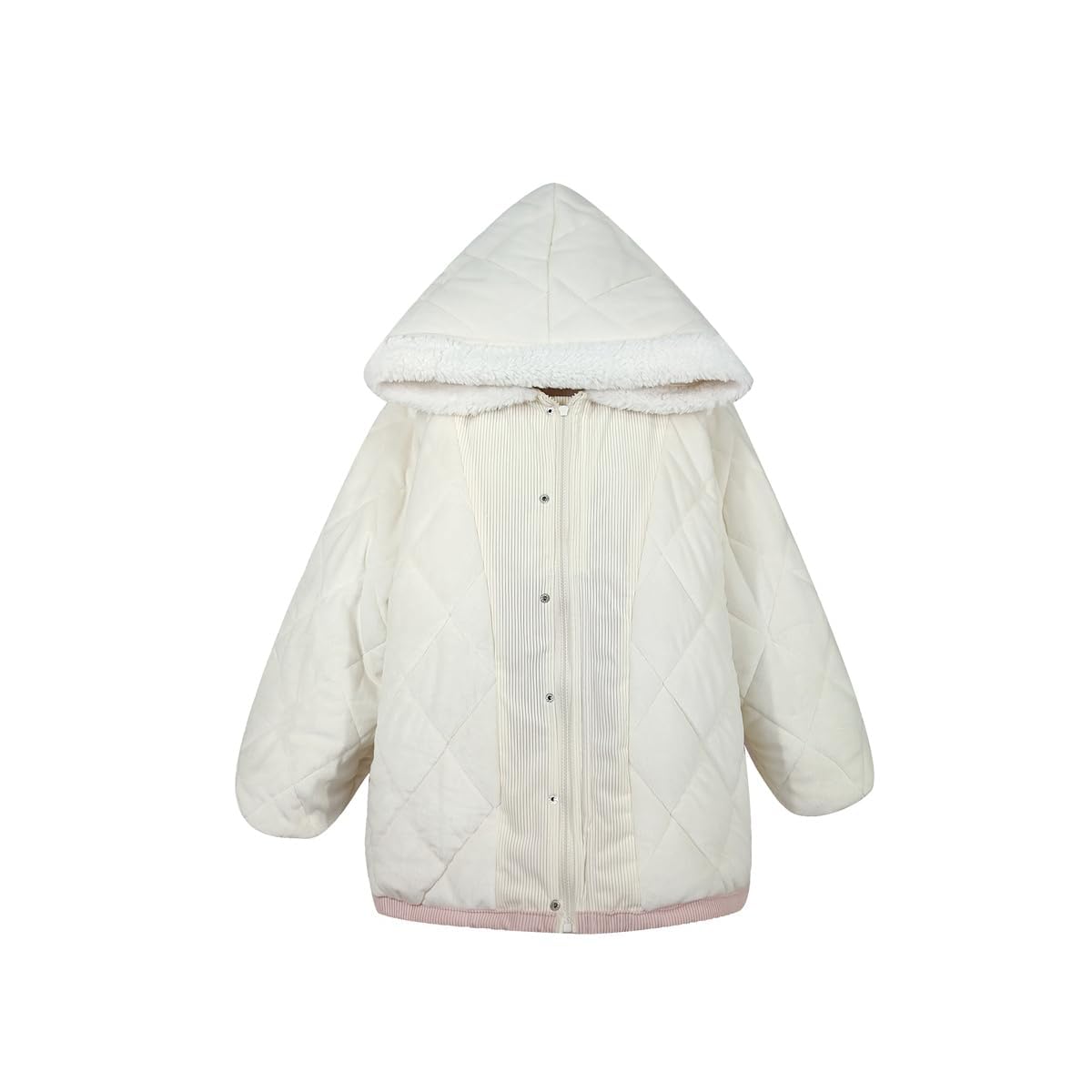 Damen-Winterjacke aus Cord, für Teenager, Mädchen, Oberbekleidung, warm, niedlich, Erdbeere, Reißverschluss, Fleece, flauschig, mit Kapuze, Blau, Größe M, Blau, M