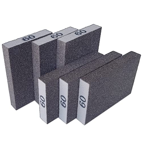Tonmp 6 Pack 60 Grit Coarse Sanding Sponge, Washable And Reusable Great For Pot Brush Pan Brush Sponge Brush Glasses Sanding Wood Sanding Metal Sanding (60 Grit-6 Pack) #TOP5